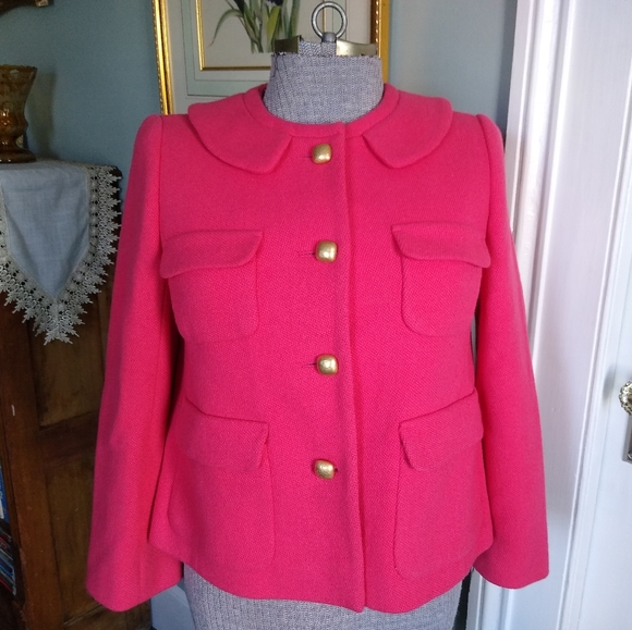 J. CREW Pink and Gold Square Buttons Blazer - Picture 1 of 6